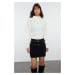 Trendyol Ecru Crop Stand-up Collar Knitwear Sweater