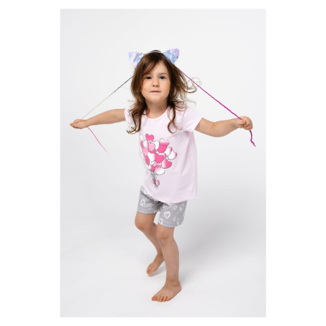 Dívčí pyžamo Noelia, krátký rukáv, krátké nohavice - světle růžová/potisk Italian Fashion