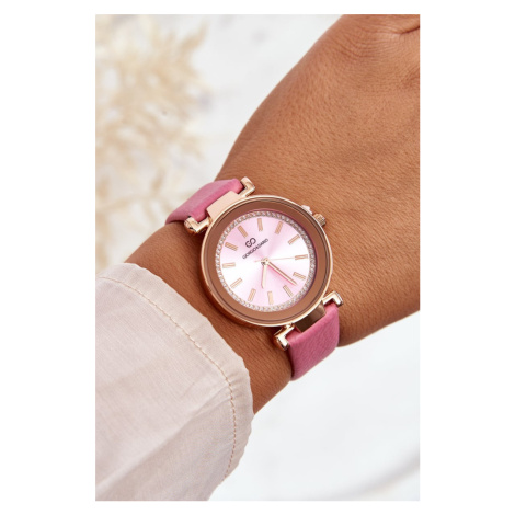Klasické dámské kožené hodinky Giorgio&Dario růžové Kesi