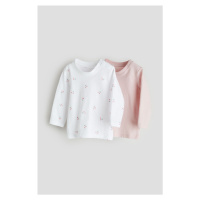 H & M - Žerzejové triko's dlouhým rukávem 2 kusy - růžová