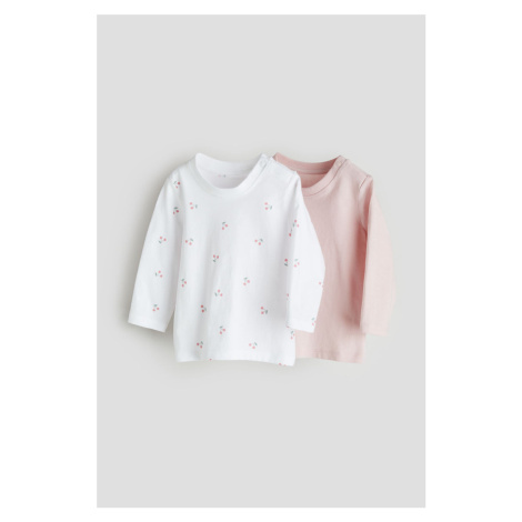 H & M - Žerzejové triko's dlouhým rukávem 2 kusy - růžová H&M