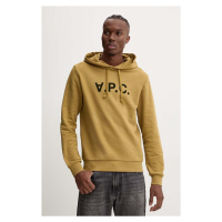 Bavlněná mikina A.P.C. hoodie standard grand vpc GOTS zelená barva, s kapucí, s aplikací, COHBN.