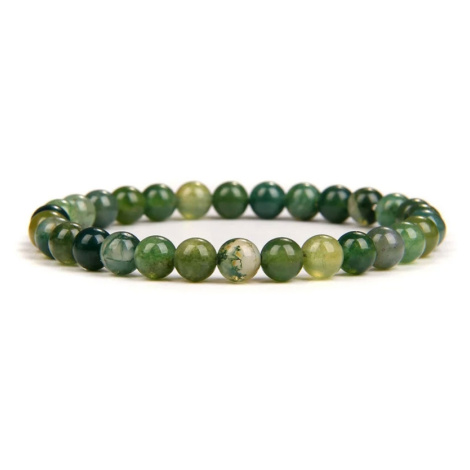 Éternelle Korálkový náramek 6 mm MECHOVÝ ACHÁT NR2161 Zelená 19 cm