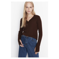 Trendyol Brown Polo Collar Knitwear Sweater