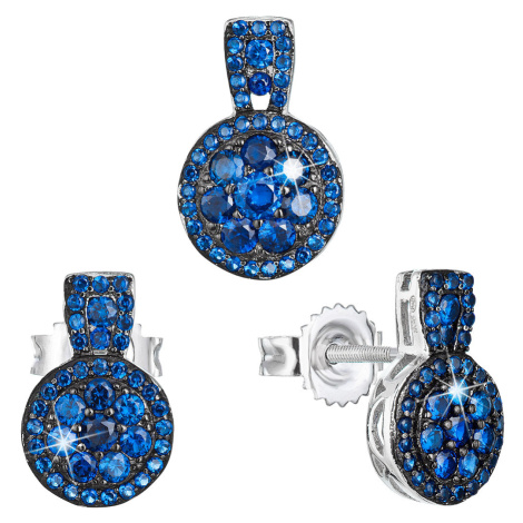 Evolution Group Sada šperků se zirkonem náušnice a přívěsek modré kulaté 19024.3