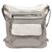 Praktický šedobéžový kabelko-batoh 2v1 s kapsami Bellis