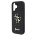 Guess PU Fixed Glitter 4G Metal Logo Zadní Kryt pro iPhone 16 Black