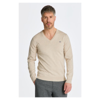 SVETR GANT CLASSIC COTTON V-NECK hnědá