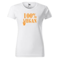 DOBRÝ TRIKO Dámské tričko 100% vegan oranžový potisk Barva: Bílá