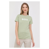 Bavlněné tričko BOSS zelená barva, 50468356