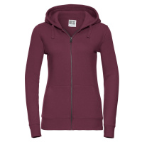 Burgundy women's sweatshirt with hood and zipper Authentic Russell