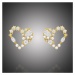 Éternelle Náušnice se zirkony a perlou Monique - srdíčko E1225 Zlatá