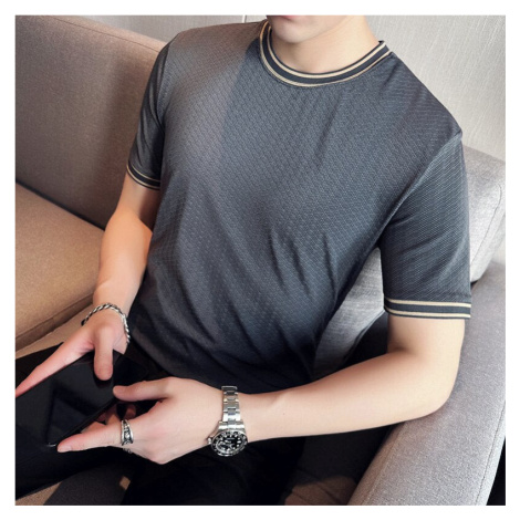 Pletené tričko s kontrastními manžetami a límcem JFC FASHION