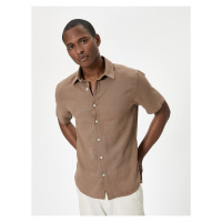 Koton Summer Shirt with Short Sleeves, Classic Collar Buttoned Cotton