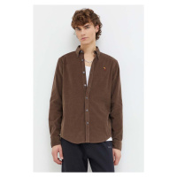 Manšestrová košile Abercrombie & Fitch hnědá barva, regular, s límečkem button-down