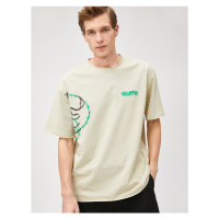 Koton Oversized T-Shirt Insect Printed Crewneck Short Sleeved Cotton