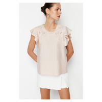 Trendyol Beige Lace Woven Blouse