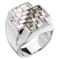 Evolution Group Stříbrný prsten s krystaly černý kříž 35811.3