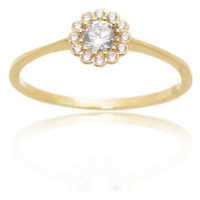 Dámský prsten ze žlutého zlata se zirkony PR0556F + DÁREK ZDARMA