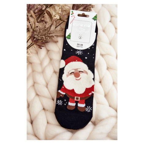 Dámské vánoční ponožky s Santa Clausem, černé Kesi