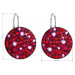 Stříbrné náušnice visací s krystaly Swarovski červené kulaté 31161.3 cherry
