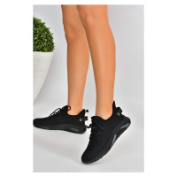 Fox Shoes Black Knitwear Fabric Women's Sports Shoes
