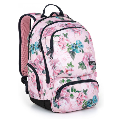 Růžový školní batoh s květinami Topgal ROTH