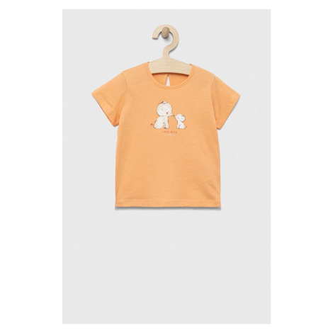 Bavlněné dětské tričko United Colors of Benetton oranžová barva
