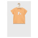 Bavlněné dětské tričko United Colors of Benetton oranžová barva