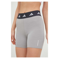 Tréninkové šortky adidas Performance Techfit dámské, šedá barva, s potiskem, high waist