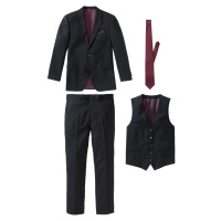 Oblek (4dílná souprava): sako, kalhoty, vesta, kravata