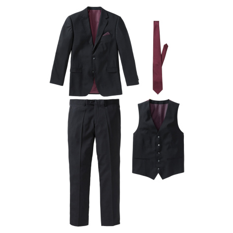 Oblek (4dílná souprava): sako, kalhoty, vesta, kravata Bonprix