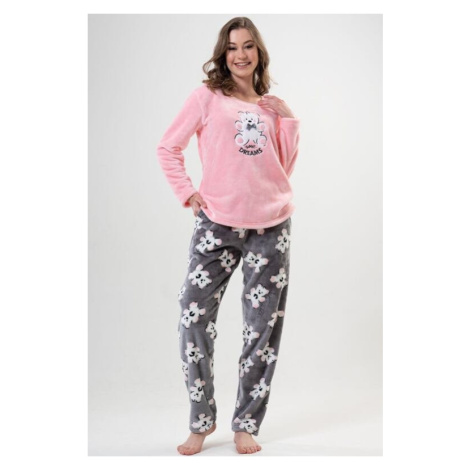Dámské huňaté pyžamo Little Bear růžové s medvědem Vienetta Secret