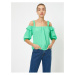 Koton Women's Green Off-the-Shoulder Short Sleeve Blouse