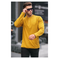 Madmext Mustard Waffle Fabric Basic Sweater 6007