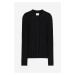 H & M - Žebrovaný propínací svetr's límcem - černá