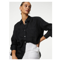 Černá dámská lněná košile Marks & Spencer