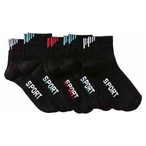 Sportovní ponožky s nápisem (5 párů) s organickou bavlnou Bonprix