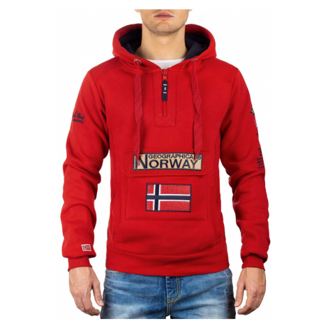 Pánská mikina s kapucí GEOGRAPHICAL NORWAY Gymclass Barva: Červená