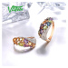 Masivní prsten ze zlata kombinace barevných kamenů a diamantů