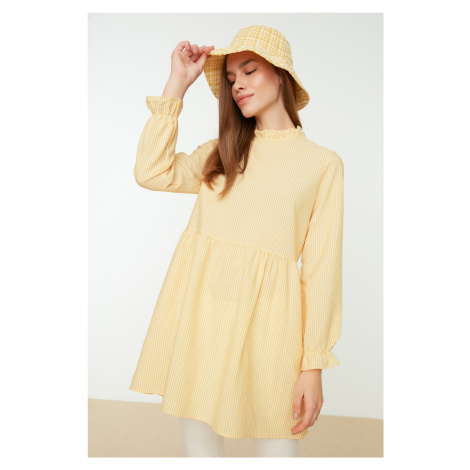 Trendyol Yellow High Neck Gathered Detailed Tunic