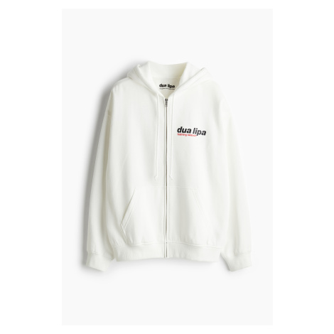 H & M - Oversized bunda's potiskem a kapucí - bílá H&M
