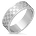 Ocelový prsten ve stříbrném odstínu - matné a lesklé čtverce, 8 mm