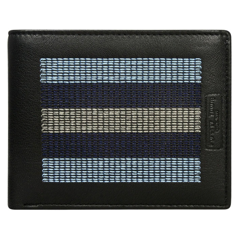 Černá kožená peněženka s šedým prošíváním Fashionhunters