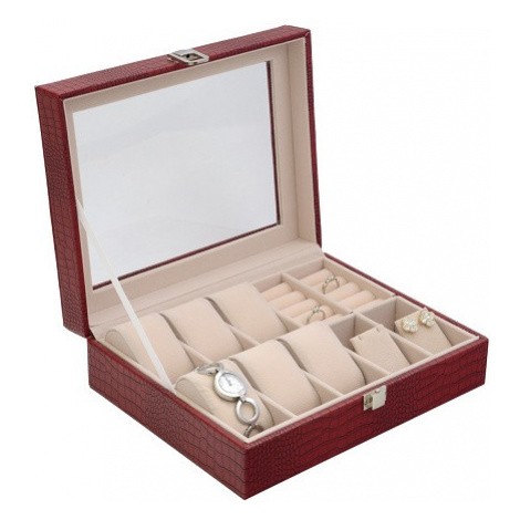 JK BOX SP-1814/A7, Dámská kazeta na hodinky a šperky červená
