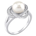 Silvego Stříbrný prsten Laguna s pravou přírodní bílou perlou LPS0044W 48 mm