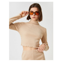 Koton Long Sleeve Turtleneck Crop T-Shirt Ribbed