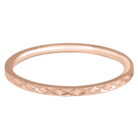 Troli Pozlacený minimalistický prsten z oceli s jemným vzorem Rose Gold