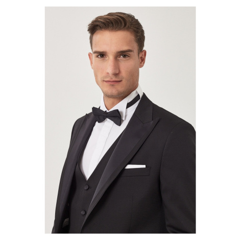ALTINYILDIZ CLASSICS Men's Black Slim Fit Slim Fit Swallowtail Collar Patterned Vest Tuxedo Suit AC&Co / Altınyıldız Classics