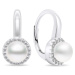 Brilio Silver Elegantní stříbrné náušnice s perlami a zirkony EA419W